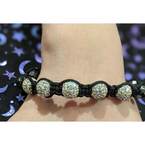 Black Aurora Borealis Beaded Shambala Bracelet - Picture 1 of 7